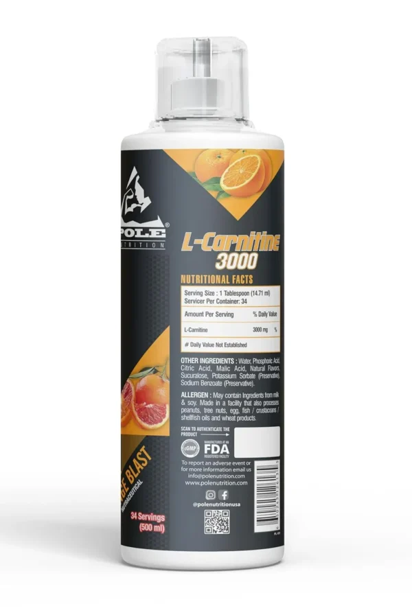 Pole Nutrition L-Carnitine 3000 Dietary Supplement Orange Blast Flavour - Image 2