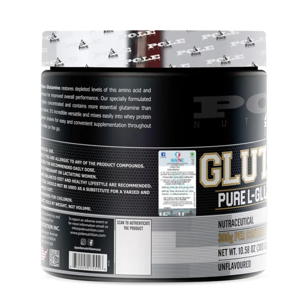 Pole Nutrition Pure L-Glutamine Powder - 300g Unflavored